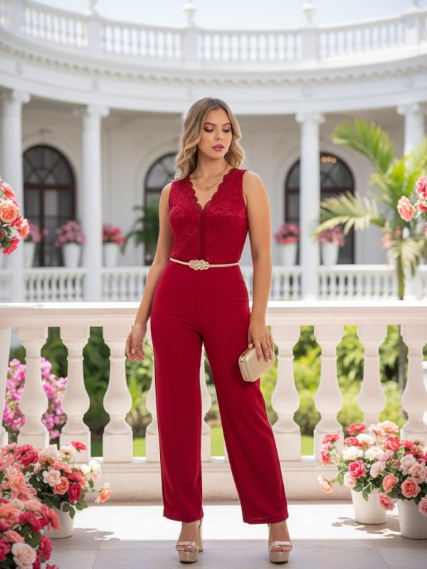 Enterizo Elegante Rojo Vino